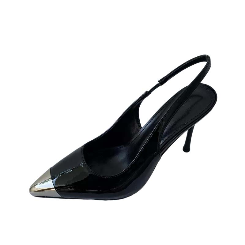 2023 New High Heel Metal Toe Pointed Toe Front Strap Back Open Sandals - Image 5