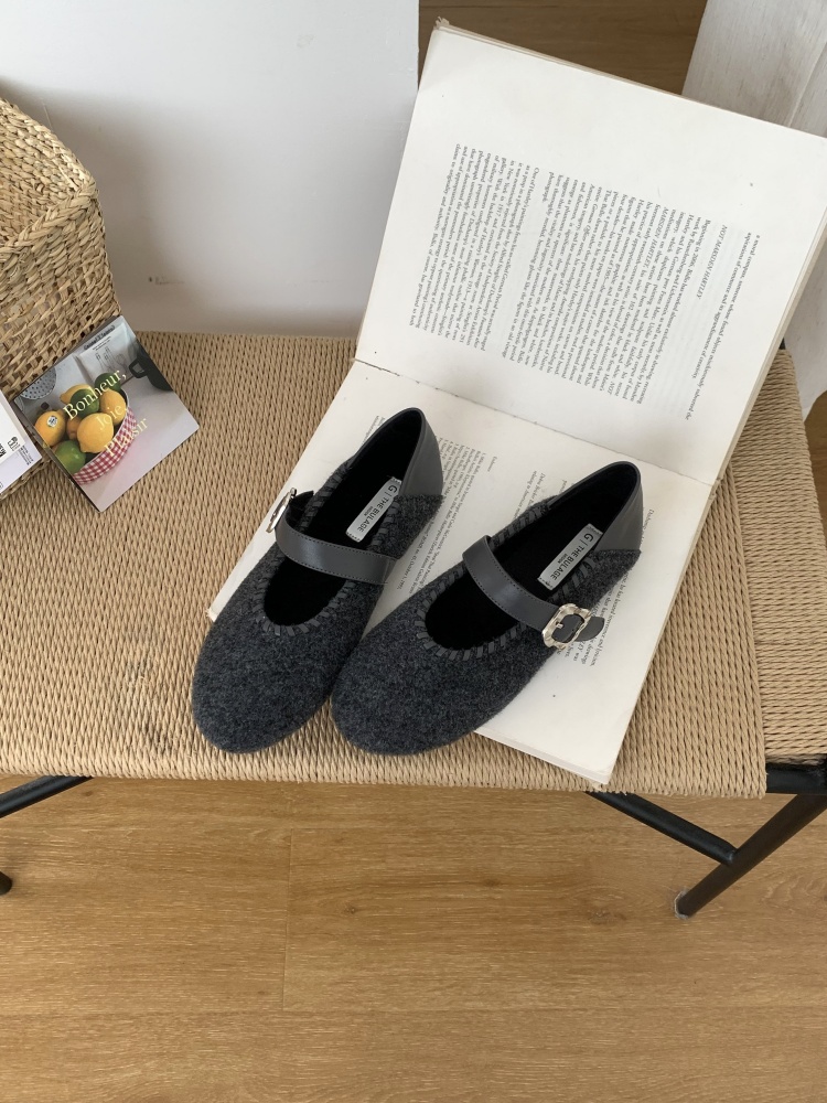 French Style Mary Jane Cotton Shoes for Women 2025 New Two-Way Wear Plush Lined Flat Shoes - Image 4