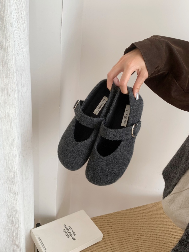 Retro Forest Fuzzy Mary Jane Shoes for Women Autumn Winter 2025 New French One-Strap Low Heel - Image 2