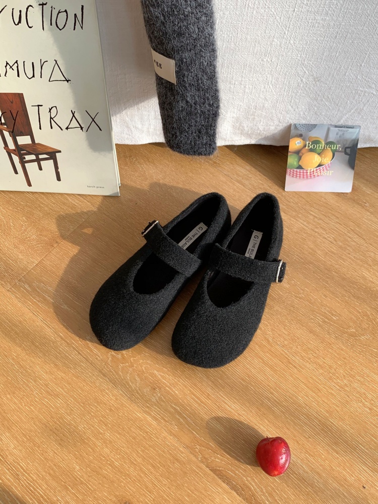Retro Forest Fuzzy Mary Jane Shoes for Women Autumn Winter 2025 New French One-Strap Low Heel - Image 4