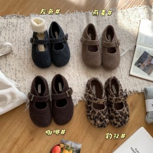 Forest Style Woolen Lined Women's Loafers with Hidden Height Increase - All-Around Autumn Winter Slip-On Mary Jane Shoes