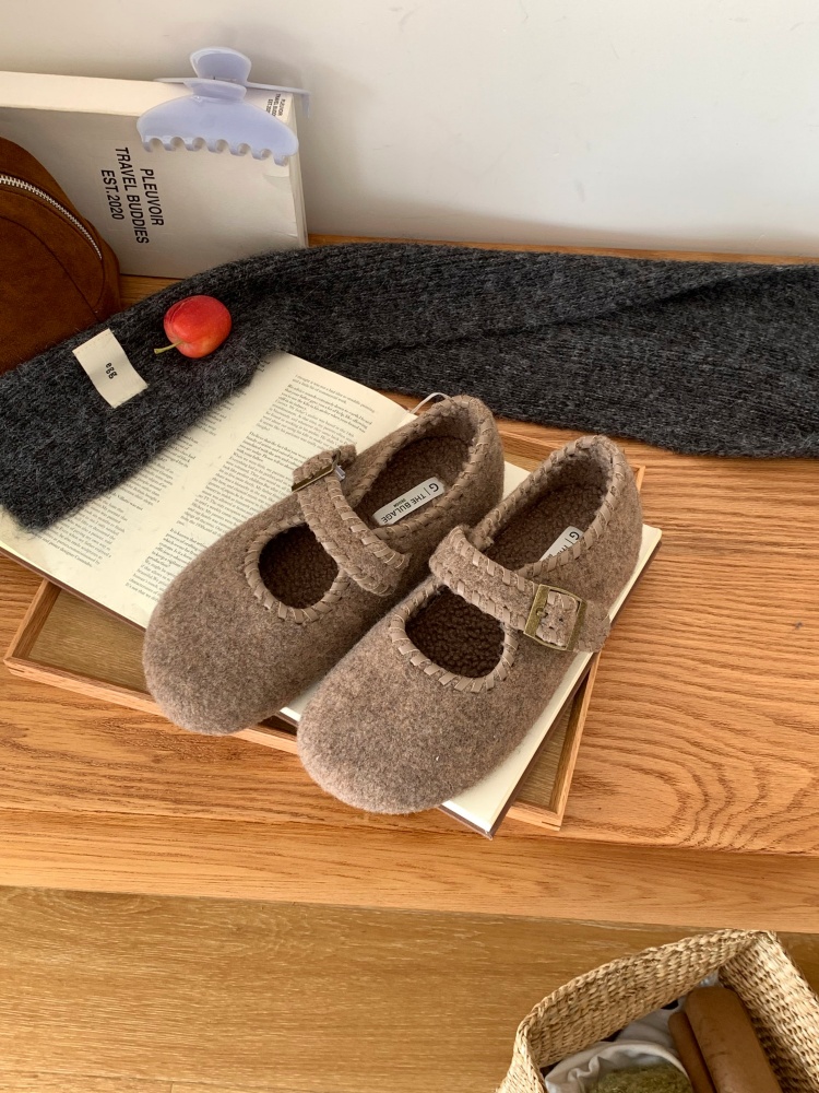 Forest Style Woolen Lined Women's Loafers with Hidden Height Increase - All-Around Autumn Winter Slip-On Mary Jane Shoes - Image 2