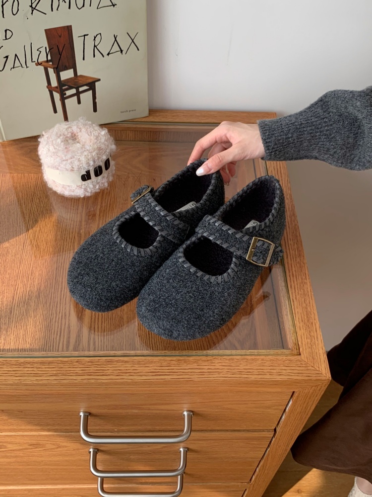 Forest Style Woolen Lined Women's Loafers with Hidden Height Increase - All-Around Autumn Winter Slip-On Mary Jane Shoes - Image 4