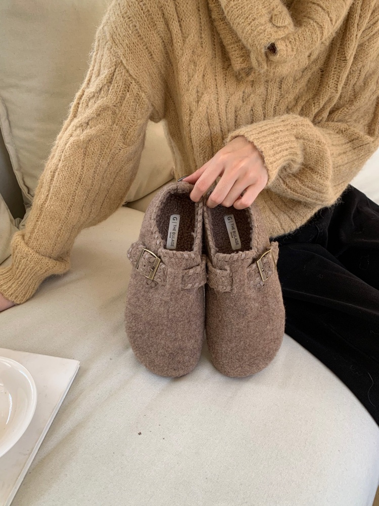2025 New Forest Style Thick Sole Birkenstock Women's Shoes with Fleece Lining and Hidden Height Increase Slip-on Cotton Shoes - Image 2