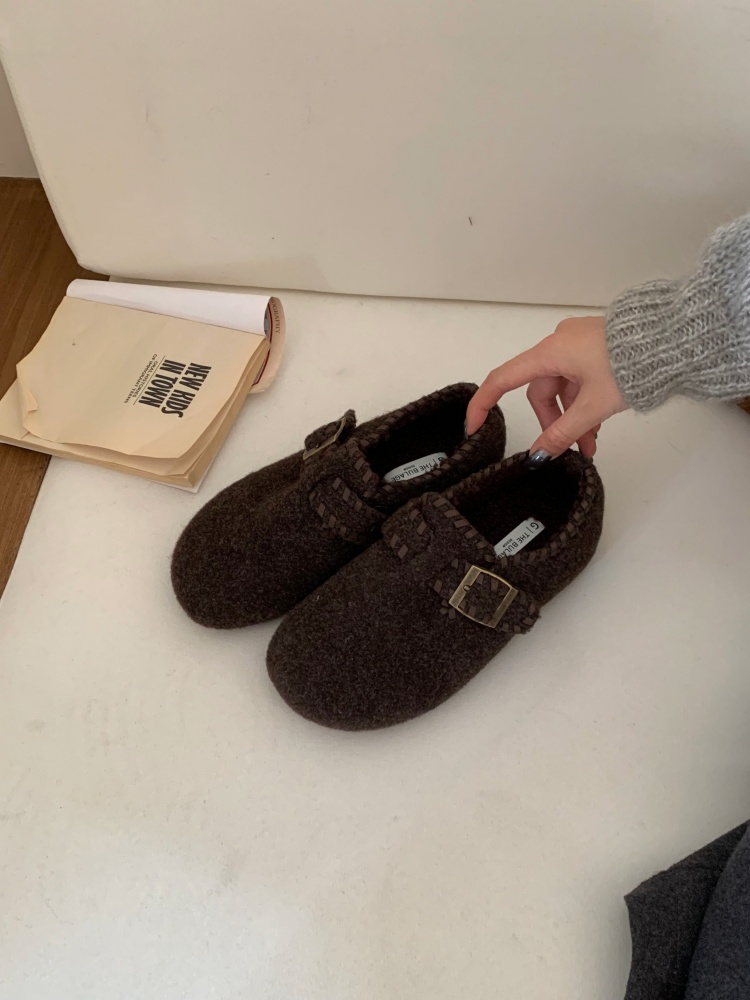 2025 New Forest Style Thick Sole Birkenstock Women's Shoes with Fleece Lining and Hidden Height Increase Slip-on Cotton Shoes - Image 3