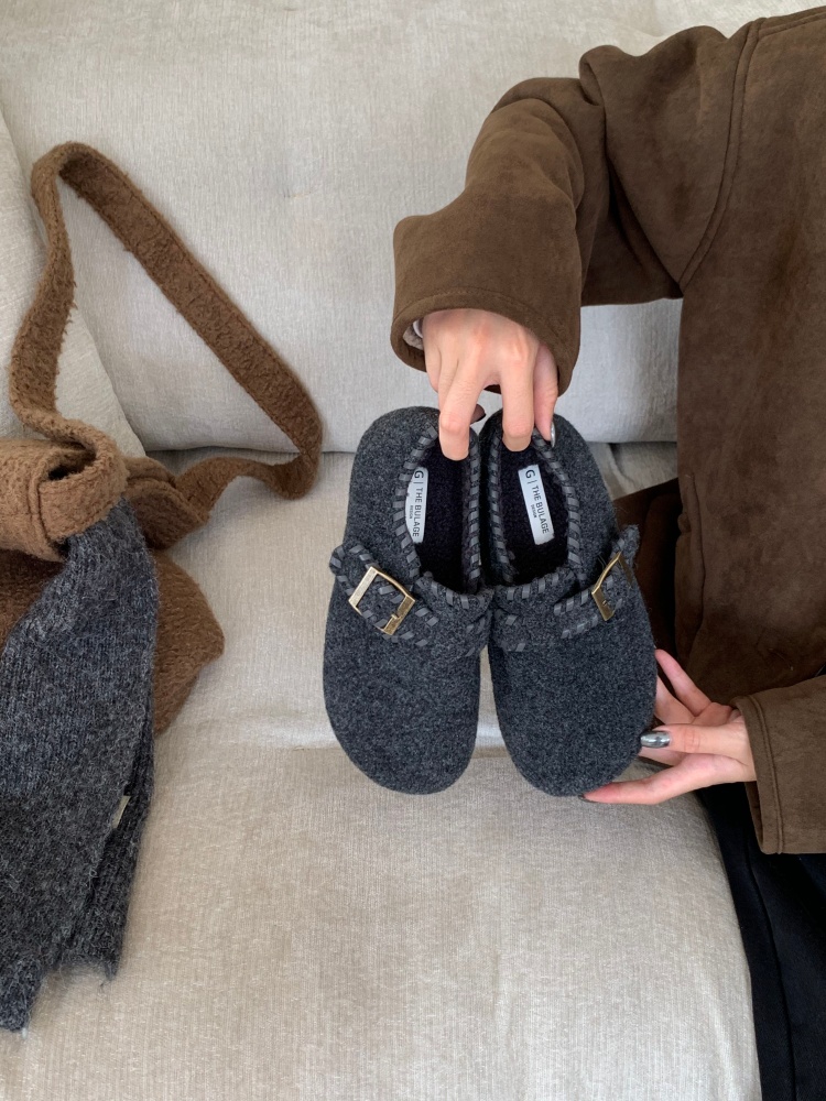 2025 New Forest Style Thick Sole Birkenstock Women's Shoes with Fleece Lining and Hidden Height Increase Slip-on Cotton Shoes - Image 4