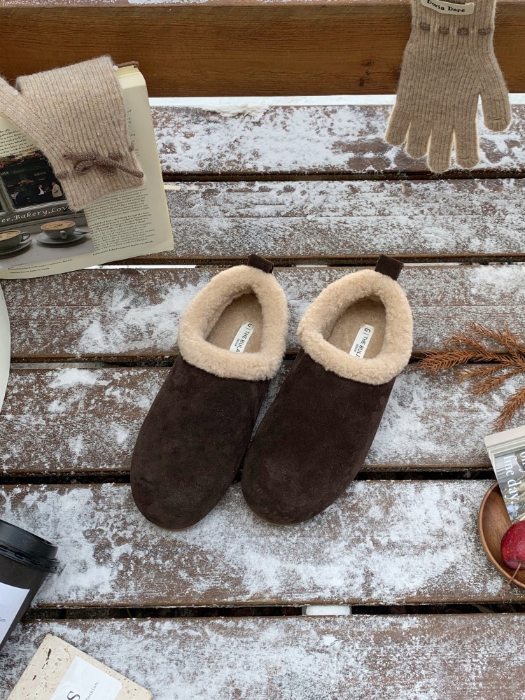 Genuine Leather Sheepskin Plush Snow Boots Women Winter Warm Lined Round Toe Thick Sole Anti-Slip Birkenstock Cotton Shoes - Image 2
