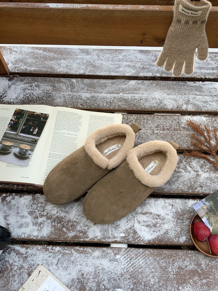 Genuine Leather Sheepskin Plush Snow Boots Women Winter Warm Lined Round Toe Thick Sole Anti-Slip Birkenstock Cotton Shoes - Image 3