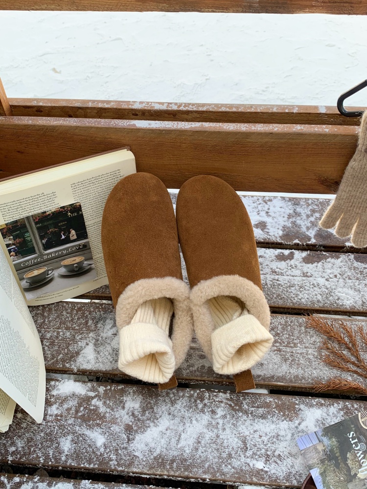 Genuine Leather Sheepskin Plush Snow Boots Women Winter Warm Lined Round Toe Thick Sole Anti-Slip Birkenstock Cotton Shoes - Image 4