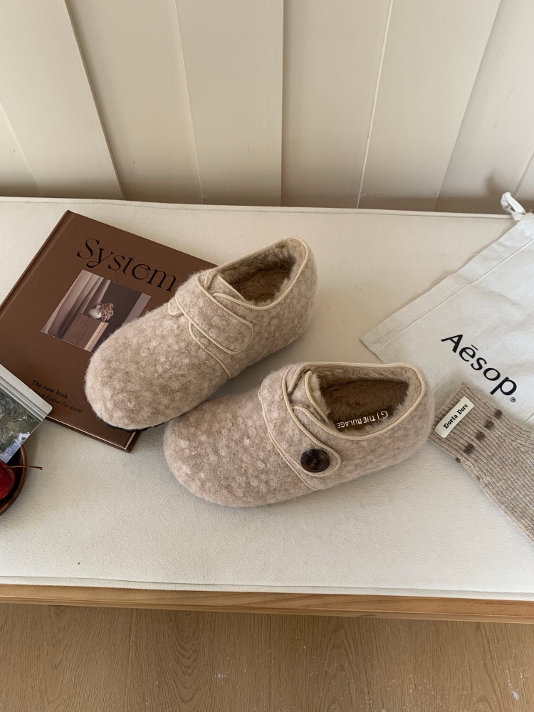 Women's Plush Clog Slippers with Faux Fur Lining, Retro Style, 5cm Hidden Heel - Image 2