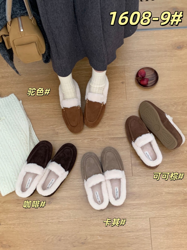 Women's Faux Shearling Lined Leather Clog Boots 2025 Winter Korean Style Round Toe Thick Warm Shoes