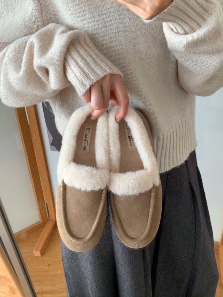 Women's Faux Shearling Lined Leather Clog Boots 2025 Winter Korean Style Round Toe Thick Warm Shoes - Image 3