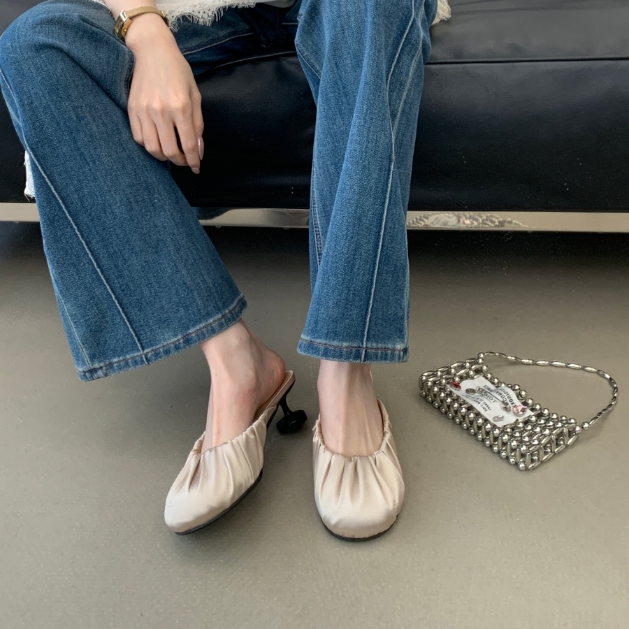French Elegance Women's Closed Toe Slippers Summer New Style Korean Gentle Fairy Flat Mule Shoes - Image 3