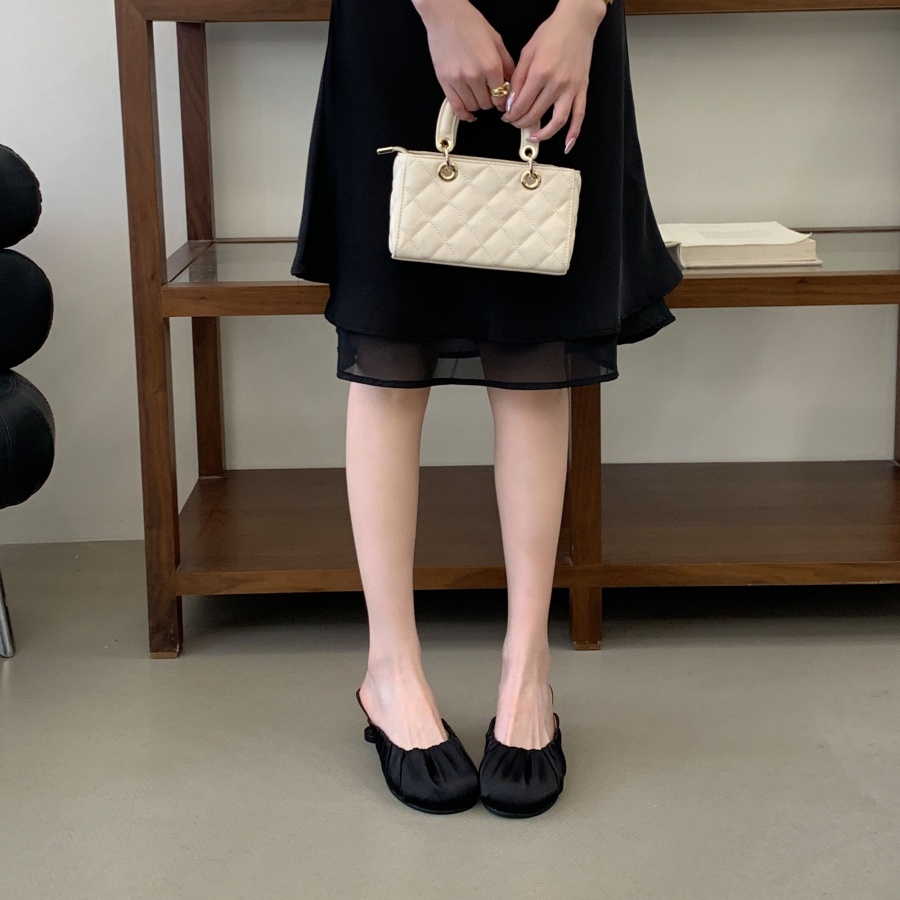 French Elegance Women's Closed Toe Slippers Summer New Style Korean Gentle Fairy Flat Mule Shoes - Image 4