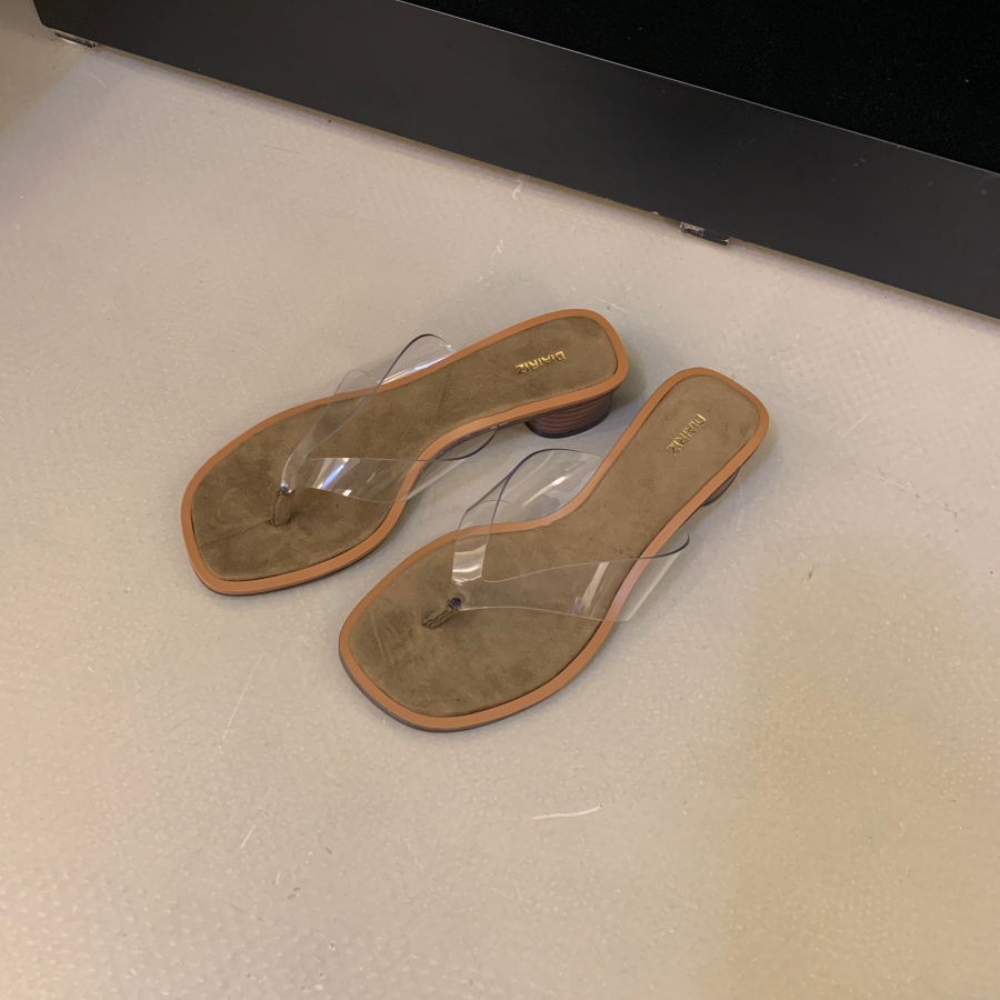 DIAIRIZ Women's Transparent Chunky Heel Flip Flops 2026 Summer Fashion Comfortable Non-slip Slippers - Image 4