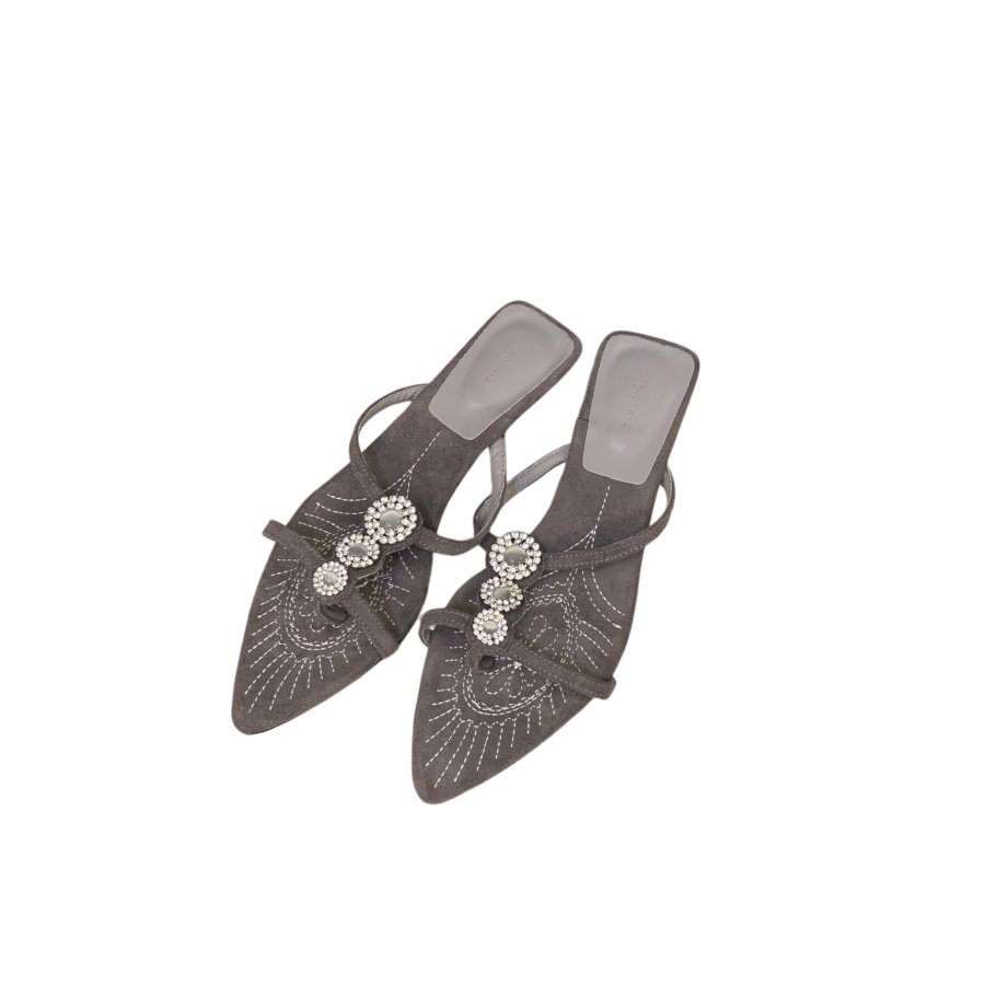 DIAIRIZ Bohemian Pointed Toe Embroidered Flip Flops Women's 2026 New Rhinestone Sandals Slippers - Image 5
