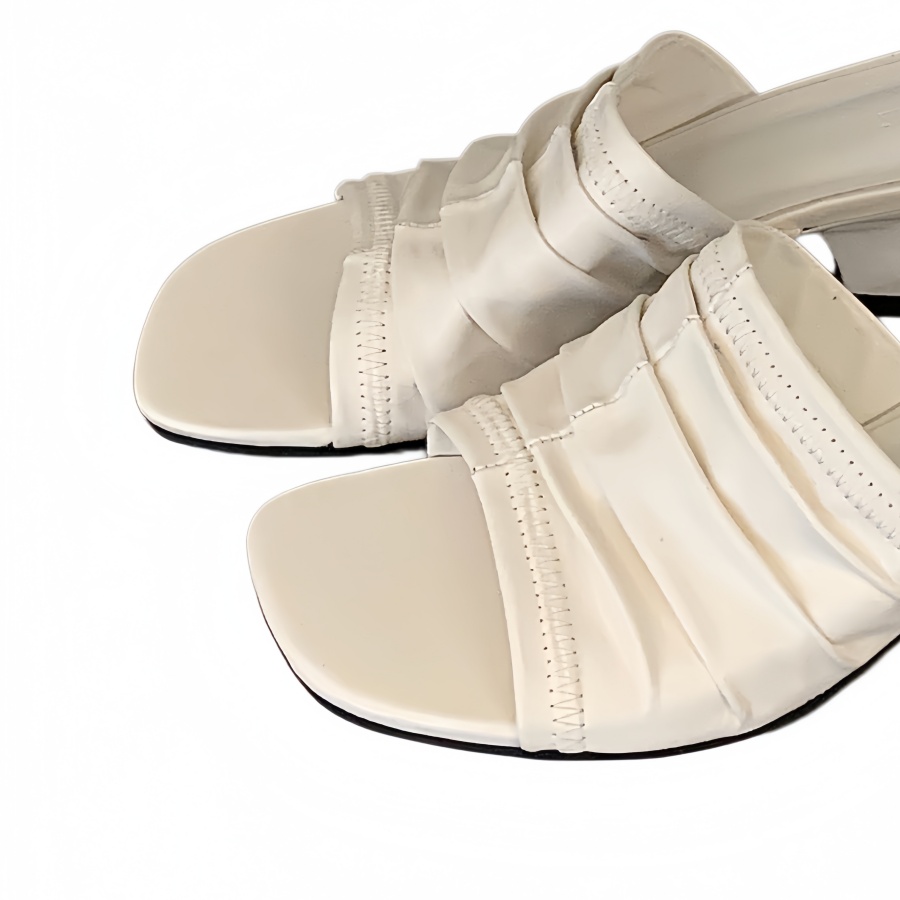 Korean Style Square Toe Flat Heel Slippers for Women 2026 Summer New Design Elegant French Sandals - Image 5