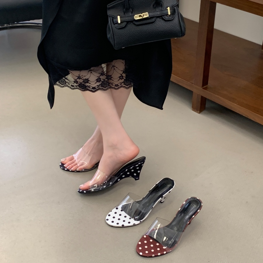 DIAIRIZ Women's Polka Dot Wedge Slippers 2026 Summer New High-End Casual Sandals