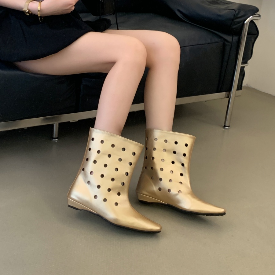 DIAIRIZ Women's Summer Low Heel Ankle Boots 2026 New French Style Breathable Square Toe Boots with Hidden Heel Red - Image 5