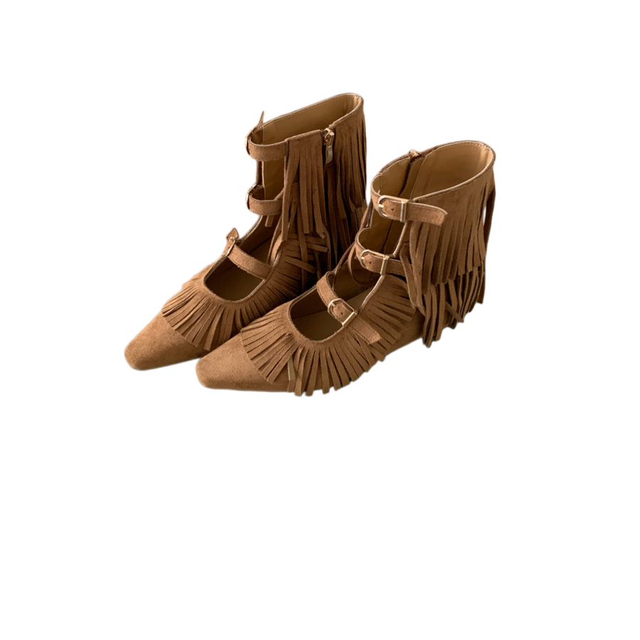 DIAIRIZ Women's Retro Cowboy Fringe Boots with 6CM Hidden Heel, Hollow Out Square Toe Mid Calf Boots for Summer 2026 - Image 5