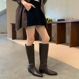 DIAIRIZ Women's Pointed Toe High Heel Riding Boots - Chunky Heel, Slim Fit, Trendy Fall 2026