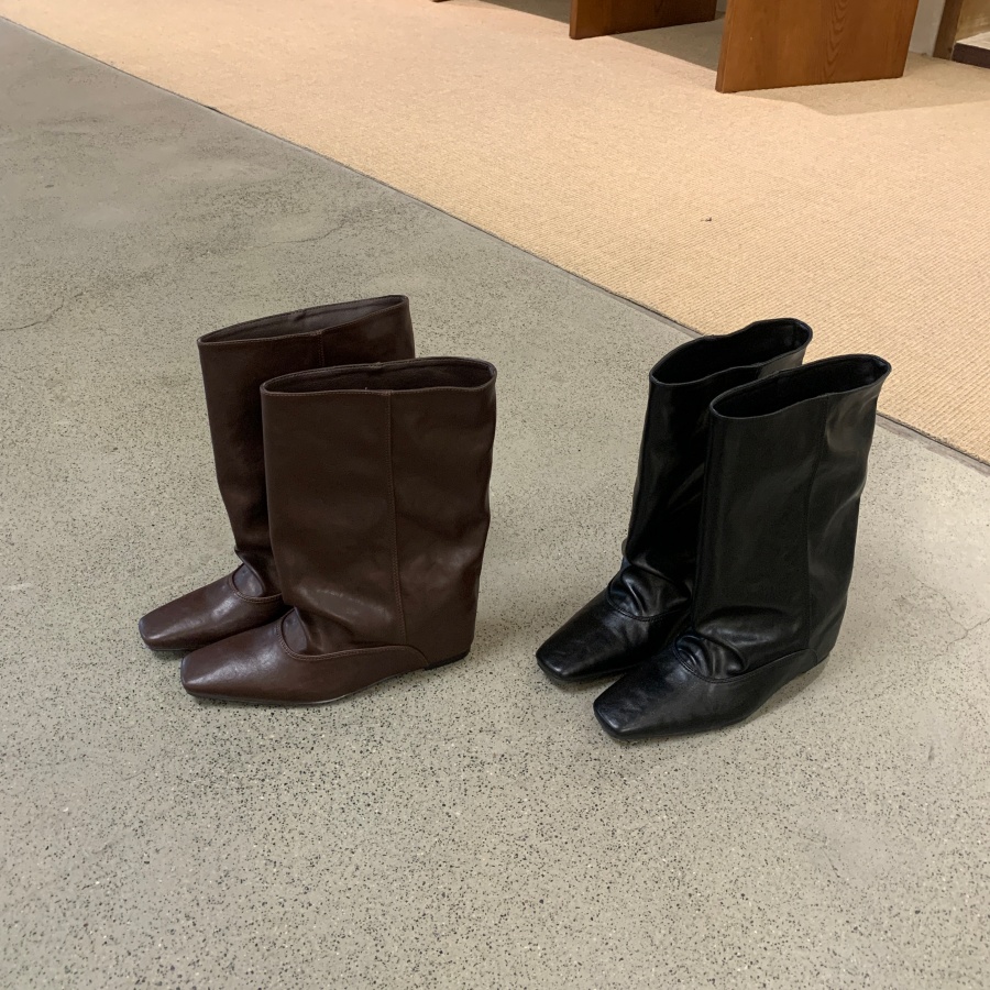 2026 Autumn Winter Retro Square Toe Riding Boots Women Mid Calf Slimming Versatile Stacked Boots Fashion Boots - Image 4